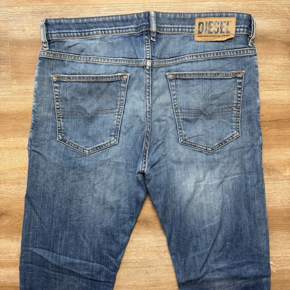 Diesel Buster Jeans‎ Men 33x32 Blue Slim Tapered Stretch Dirty Wash Ripped 082AZ